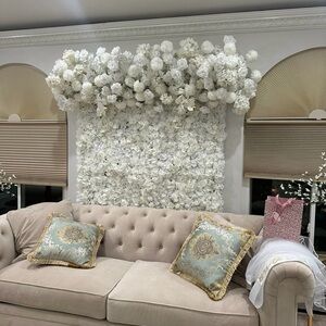 Elegant White Artificial Silk Dahlia Wall Flowers. Bottom portion only.